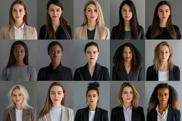 Group of profile picture of multiracial various nationality woman. Diversity concept