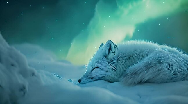 white fox animal portrdigitalt in winter nature scene