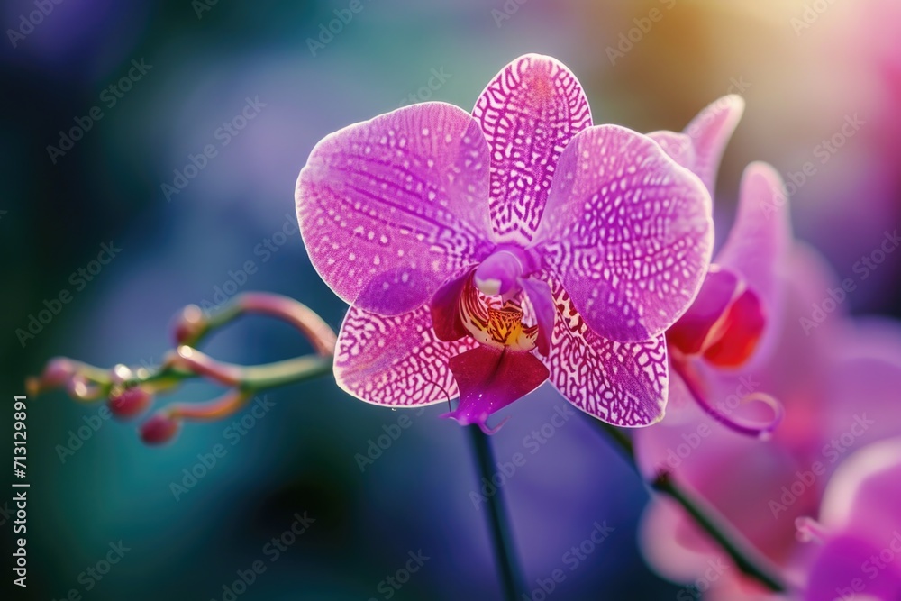 Poster A close-up view of a flower with a blurred background. Suitable for various applications