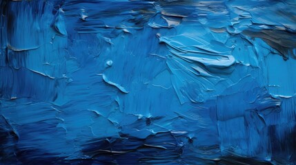 Blue oil paint on a black background. Handmade oil paint brush strokes isolated over the black background