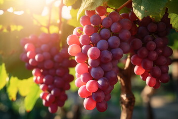 Close-up grape with water drops, closeup, isolated grape farm background. Generated AI