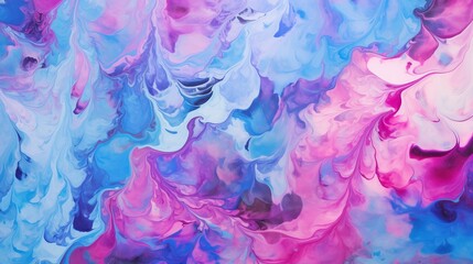 Abstract Blue and Purple Marbleized Swirls Watercolor Painting Texture Background in Pastel Crimson and Light Blue Psychedelic Illustration