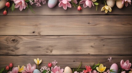 rustic wooden background with a Easter theme and many wooden slats
