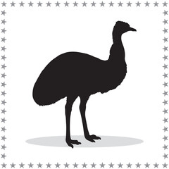 Emu Silhouette, cute Emu Vector Silhouette, Cute Emu cartoon Silhouette, Emu vector Silhouette, Emu icon Silhouette, Emu vector																									