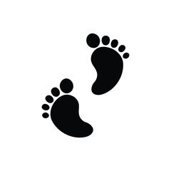 Cartoon human footprints on a white background.