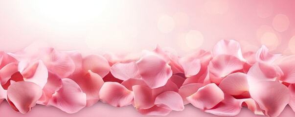 Petals of pink rose spa background. flying petals for romantic banner design