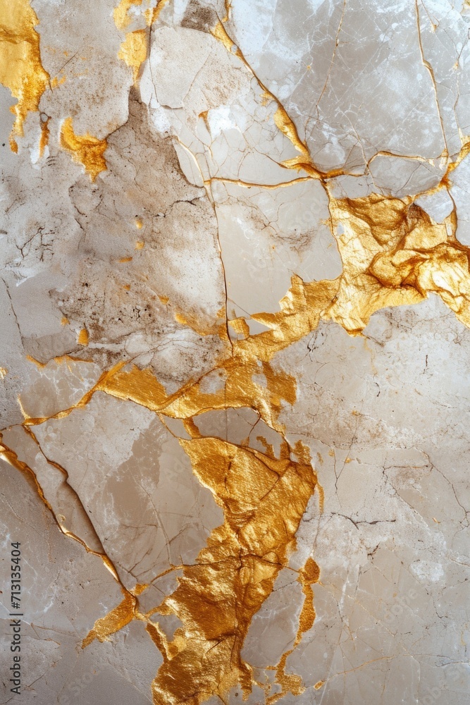 Poster A detailed view of a marble surface with a luxurious gold paint finish. This image can be used to add a touch of elegance and opulence to various design projects