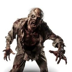 
zombi isolated on transparent PNG background, Generative ai