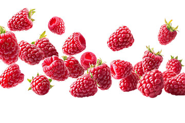 Fresh Red Raspberries on White Background, a Healthy and Juicy Berry Delight