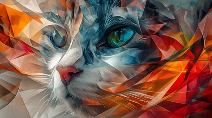 Cubist-inspired abstract cats 