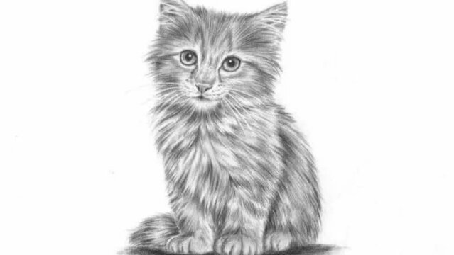 Drawing of a cat on a white background