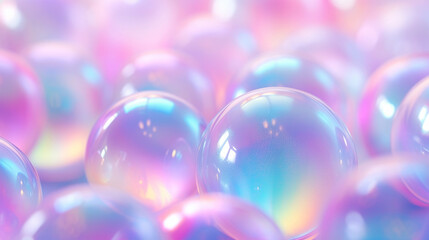 Holographic soap bubbles, ridescent and purple colors	
