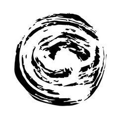 Grunge circle,brushstroke stain with streaks,splashes,spots,dots,streaks.Abstract messy round spot.Splatters of paint, watercolor for Rorschach Test.Overlay substrate design. Isolated.Vector