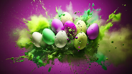 Easter eggs with exploding colorful powder