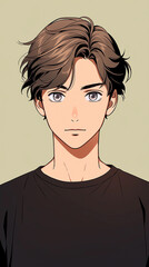 Fototapeta premium Hand drawn cartoon anime fashion illustration of handsome handsome boy 