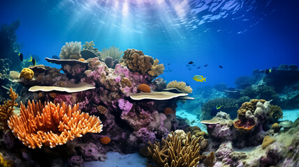 Fototapeta na wymiar Underwater paradise with diverse coral reef and marine life