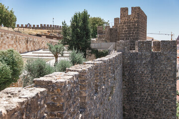 Penela Castle, in Coimbra Portugal, with its walls on a sunny summer day.