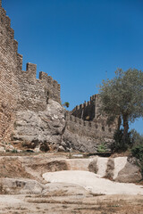 Penela Castle, in Coimbra Portugal, with its walls on a sunny summer day.