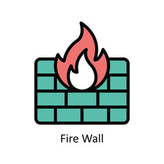 Fire Wall vector Filled outline icon style illustration. EPS 10 File