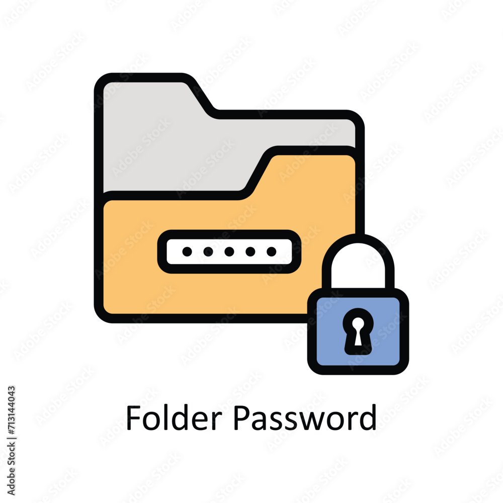 Poster folder password vector filled outline icon style illustration. eps 10 file