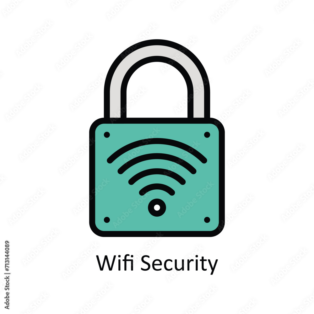 Poster wifi security vector filled outline icon style illustration. eps 10 file