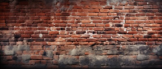 Texture of old dark brown and red brick wall. Red brick wall background.