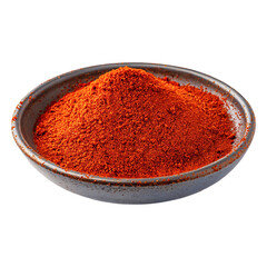 Red Chilli powder in a bowl isolated in a transparent background. Paprika PNG Generative AI	