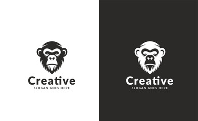 Monochrome Monkey Mascot - Artistic Brand Logo