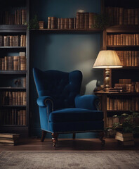 Obraz na płótnie Canvas Arm chair in a room with book shelves