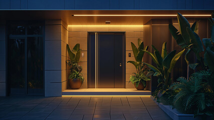 Dawn’s Welcome: Modern Front Door of an Apartment