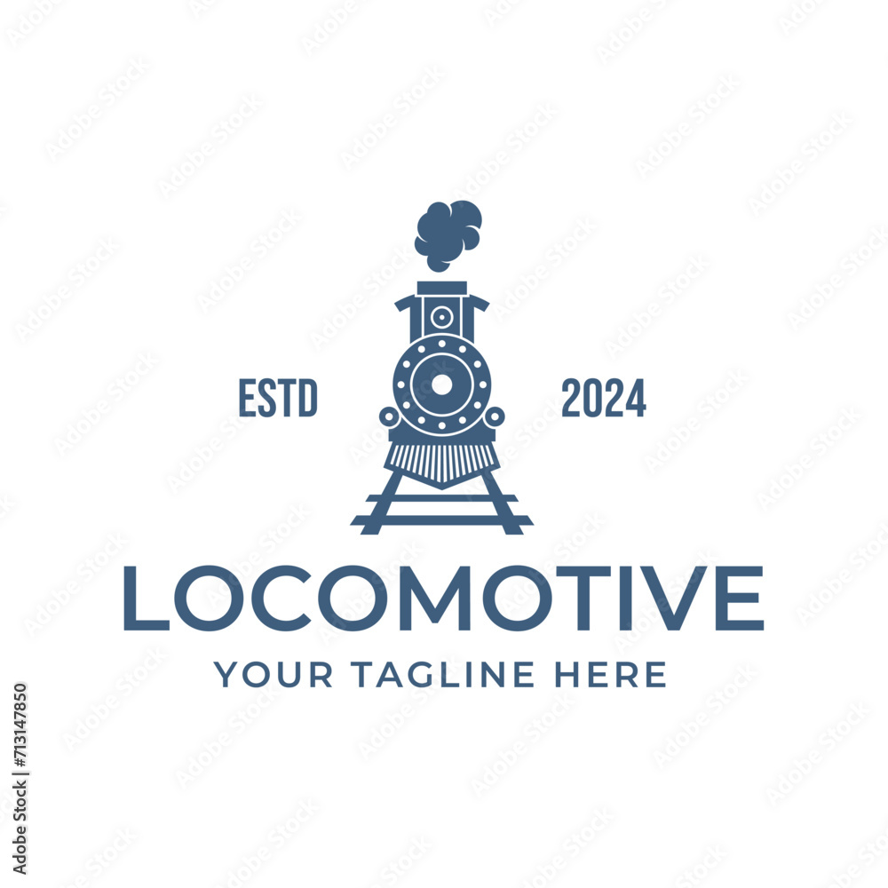 Wall mural Old Locomotive Train Machine Logo Design Vector