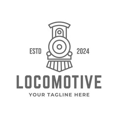 Old Locomotive Train Machine Logo Design Vector