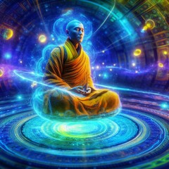 monk in meditation mandala energy