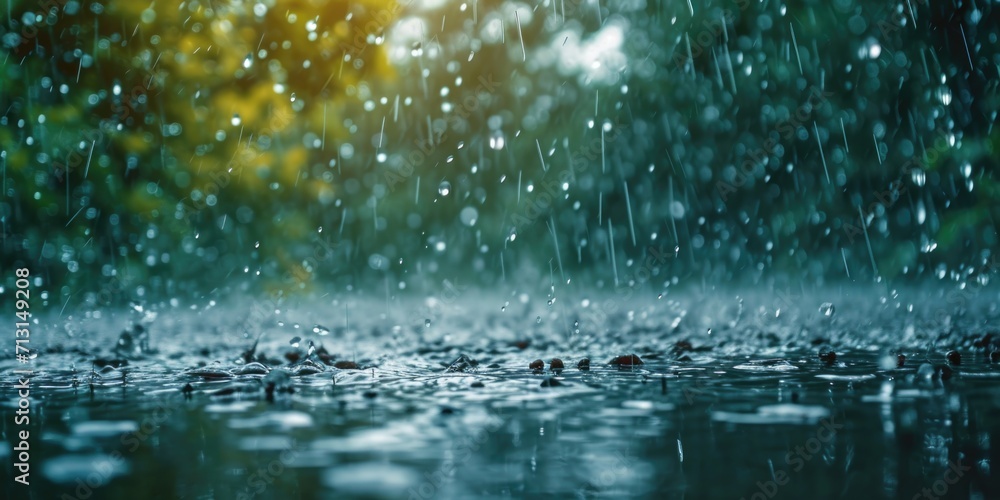 Poster a rain storm is coming down on the ground. this image can be used to depict the onset of a storm or 