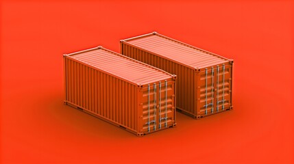 Deux conteneurs sur fond rouge