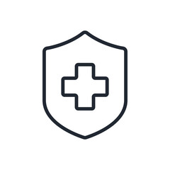 Medical insurance, health protection, immune system editable stroke outline icon isolated on white background flat vector illustration. Pixel perfect. 64 x 64.