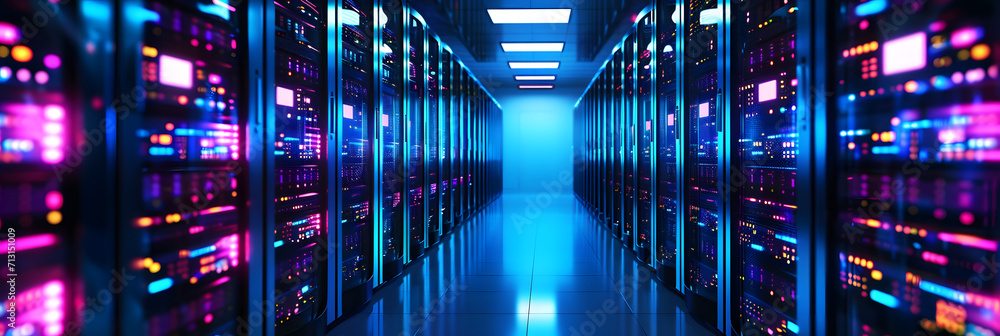 Poster data center and network devices in high performance operation. based.