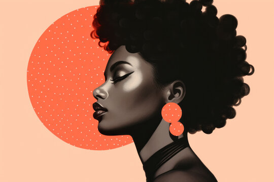 Graphic design portrait of a fashionable black woman. Creative abstract lifestyle portrait