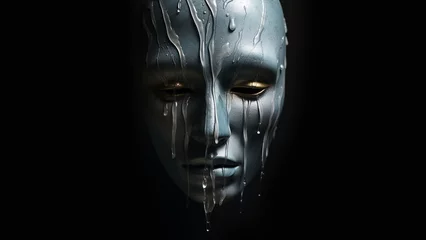 Foto auf Alu-Dibond sad face,crying mask, realistic, dramatic light, old © Xabi