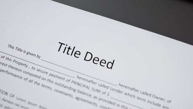 Property Title Deed. Real Estate Document
