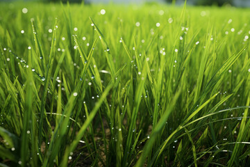 Fototapeta na wymiar Nature wet grass in a field