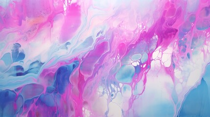 Fototapeta premium Abstract Purple, Pink, and Blue Swirling Liquid Ink Watercolor Painting Texture Background in Detailed Style with Light Turquoise and Light Pink Hues