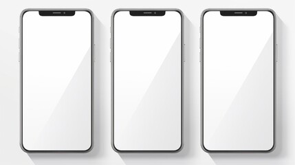 smartphone mockup white screen. mobile phone vector Isolated on White Background. device UI UX mockup. phone different angles views - obrazy, fototapety, plakaty