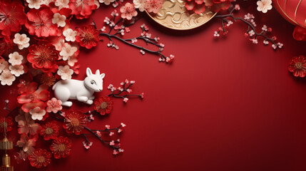 Red background with Chinese New Year celebration concept
