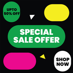 Sale card design in organic and geometric shapes 