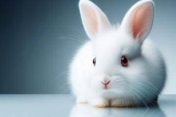 cute little bunny closeup on color background