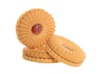 Jammie dodger biscuits isolated on a white background