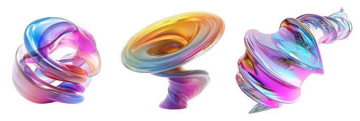 3d illustration abstract gradient spiral on transparent background