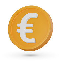 Obraz premium 3D coin. Euro currency symbol, 3D icon. Vector sign isolated on a white background