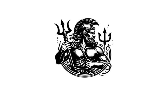 Greek god Ares illustration. Black and white illustration of roman god Mars no fill. Roman deity Ares drawing. God of war Ares